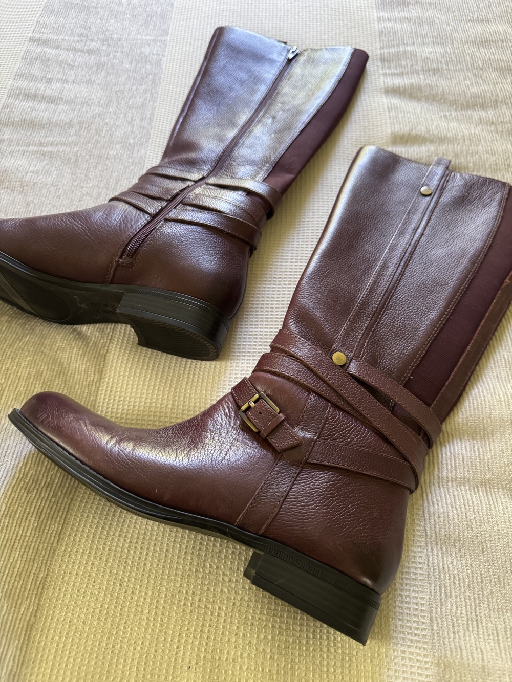 Naturalizer Burgundy Mid-Calf Buckle Riding Boots